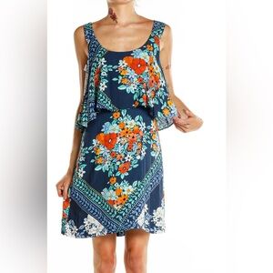 Maeve Blue Bandana Floral Tank Mini Dress